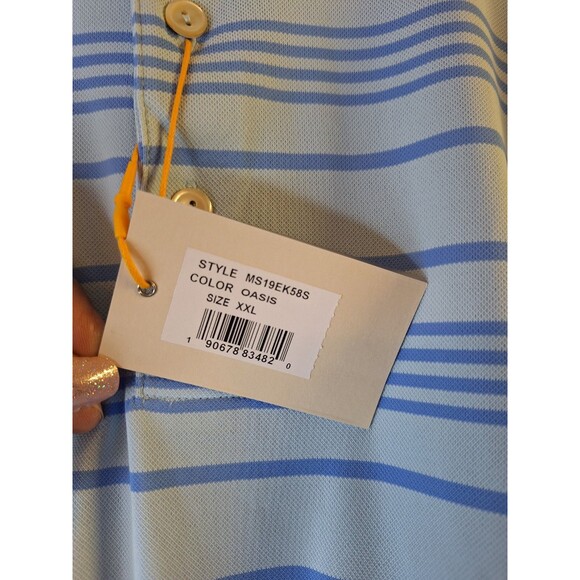 Peter Millar Blue Striped Polo Shirt - Picture 6 of 7